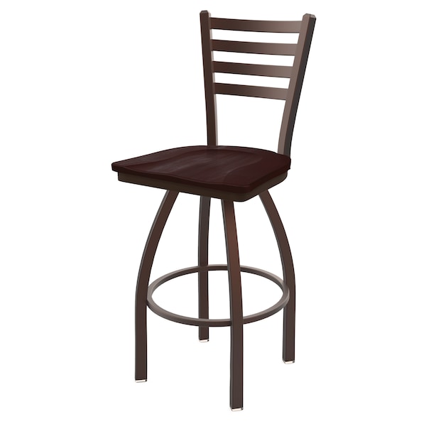 25" Swivel Counter Stool, Bronze Finish, Dark Cherry Maple Seat